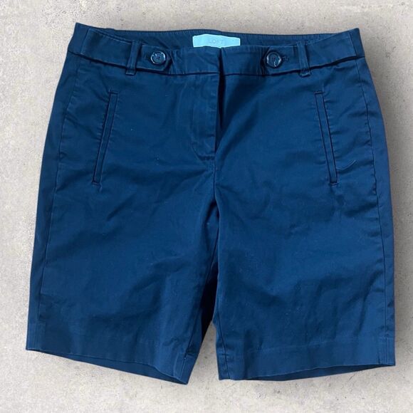 Ann Taylor Loft Women's Size 6 Flat Front Cotton Chino Women’s Shorts Blue - Picture 1 of 4
